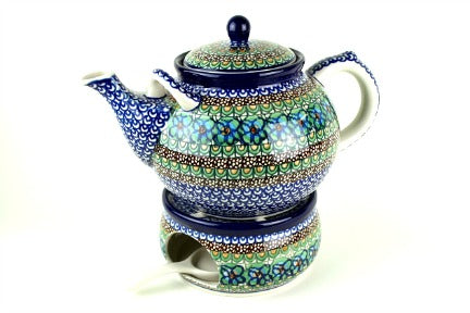 Mardi Gras Large Teapot & Warmer Polish Pottery