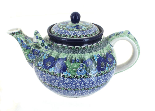 Polish Pottery Sapphire Fields Large Teapot