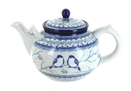 Polish Pottery Bluebird Large Teapot