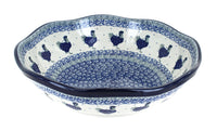Polish Pottery Barnyard Rooster Large Scallop Bowl