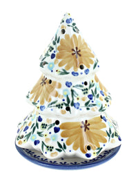 Polish Pottery Yellow Daisy Christmas Tree Luminary