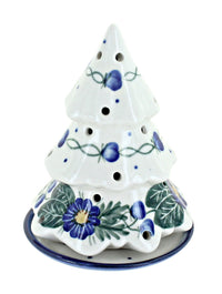 Polish Pottery Forget Me Not Christmas Tree Luminary
