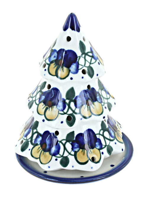 Polish Pottery Pansies Christmas Tree Luminary