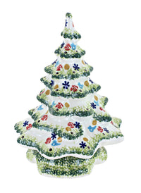 Polish Pottery Green Christmas Tree Luminary
