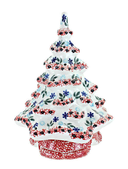 Polish Pottery Red Christmas Tree Luminary