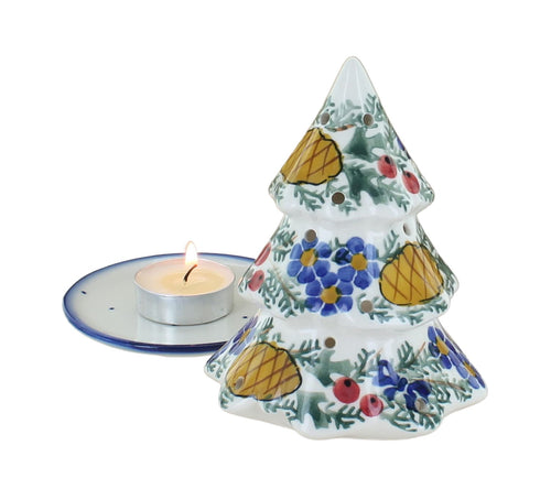 Pinecone Christmas Tree Luminary Polish Pottery