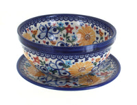 Polish Pottery Butterfly Berry Bowl with Saucer