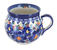 Polish Pottery Blue Dahlia Bubble Mug