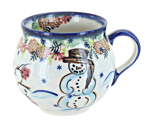 Polish Pottery Little Snowman Bubble Mug