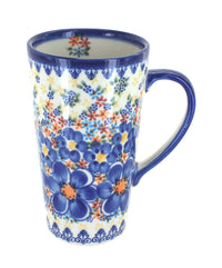 Polish Pottery Blue Dahlia Large Coffee Mug