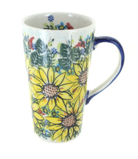 Polish Pottery Sunflower Maze Large Coffee Mug
