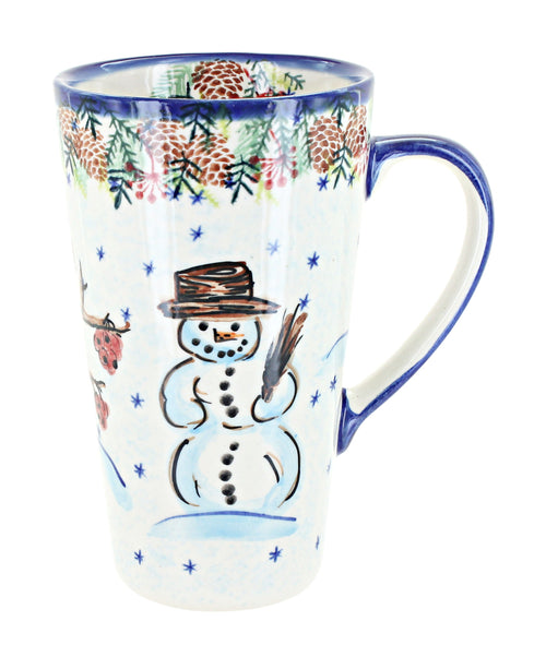 Polish Pottery Little Snowman Large Coffee Mug