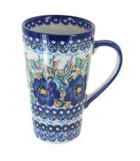 Polish Pottery Garden of Blue Large Coffee Mug