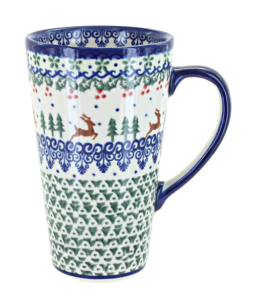Polish Pottery Reindeer Delight Large Coffee Mug