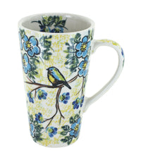 Polish Pottery Bluebird Garden Large Coffee Mug