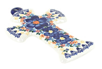 Polish Pottery Blue Dahlia Cross