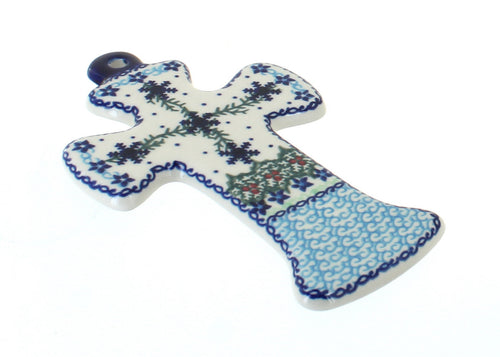 Polish Pottery Winter Celebration Cross