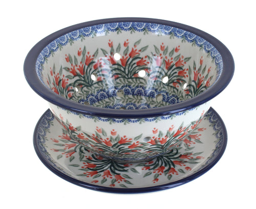 Polish Pottery Spring Tulip Berry Bowl & Plate