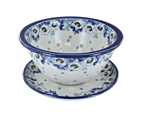 Polish Pottery Georgia Blue Berry Bowl & Plate