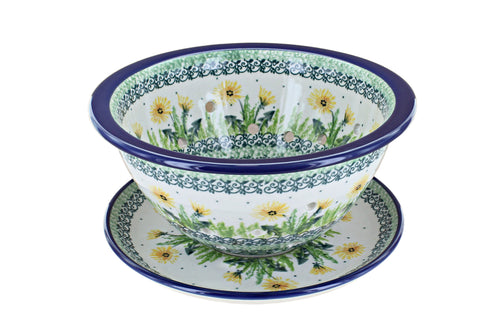 Polish Pottery Dandelion Berry Bowl and Plate
