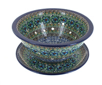 Polish Pottery Mardi Gras Berry Bowl & Plate