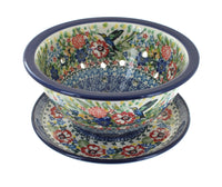 Polish Pottery Hummingbird Berry Bowl & Plate