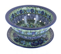 Polish Pottery Sapphire Fields Berry Bowl & Plate