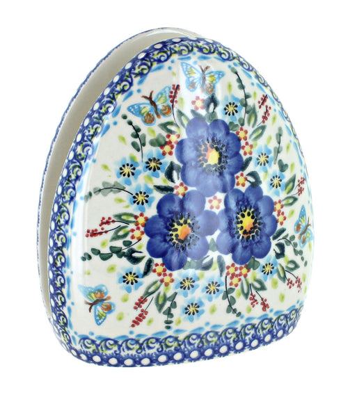 Polish Pottery Garden of Blue Napkin Holder