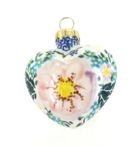 Polish Pottery Apple Blossom Heart Ornament