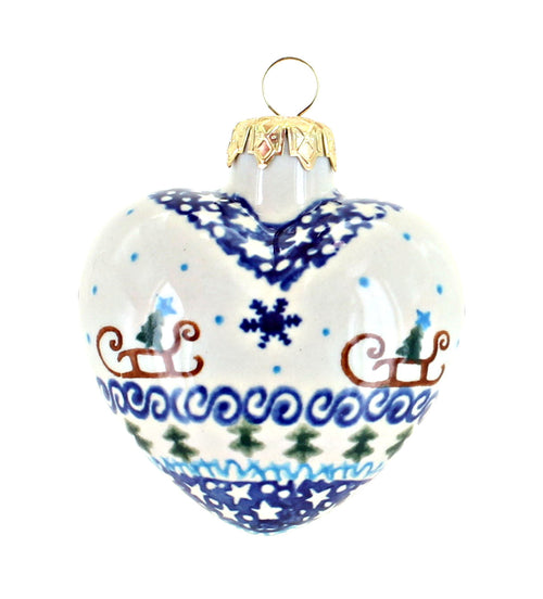 Polish Pottery Noel Nights Heart Ornament