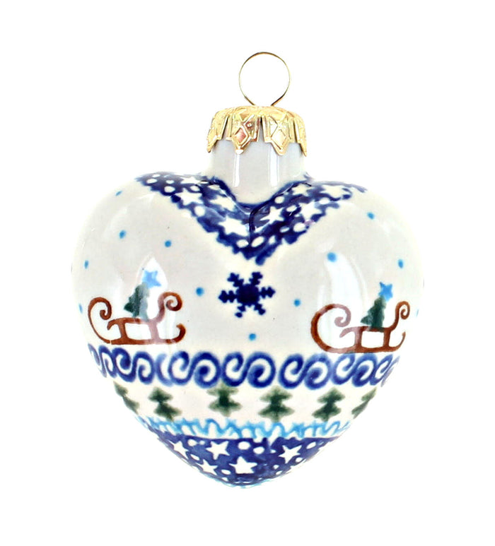 Polish Pottery Noel Nights Heart Ornament