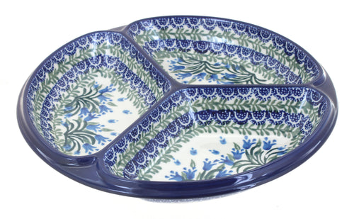 Polish Pottery Tulip Bouquet Three Part Divided Dish