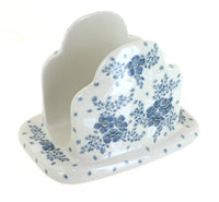 Polish Pottery Blue Fleur Napkin Holder