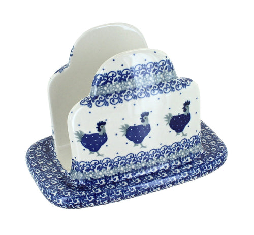 Polish Pottery Barnyard Rooster Napkin Holder