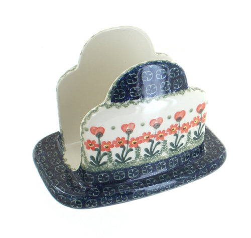 Polish Pottery Peach Posy Napkin Holder