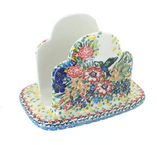 Polish Pottery Hummingbird Napkin Holder