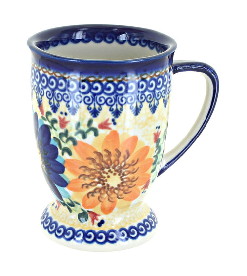 Polish Pottery Autumn Burst Pedestal Coffee Mug