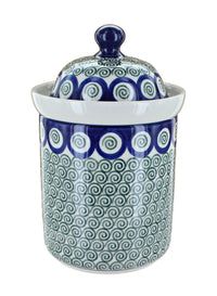 Polish Pottery Peacock Swirl Small Canister