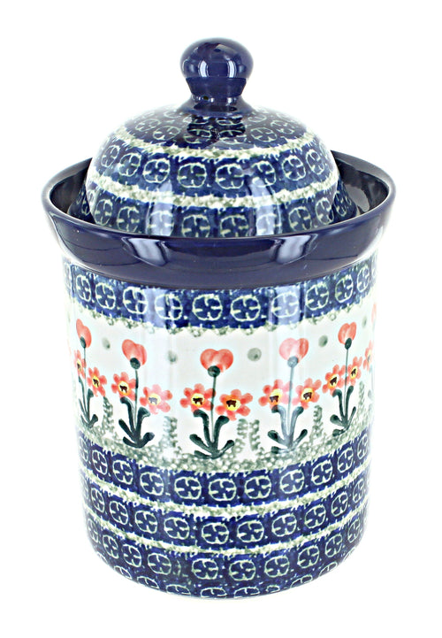 Polish Pottery Peach Posy Small Canister