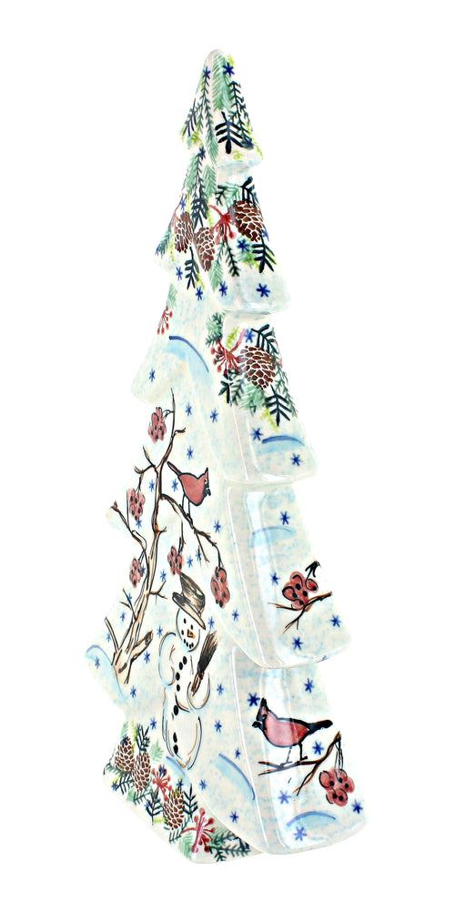 Little Snowman Flat Christmas Tree Polish Pottery