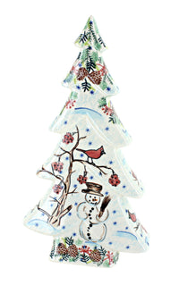 Polish Pottery Little Snowman Flat Christmas Tree