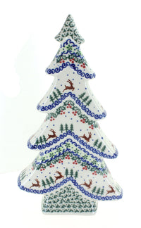 Polish Pottery Reindeer Delight Flat Christmas Tree