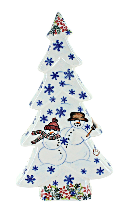 Polish Pottery Snowflake Friends Flat Christmas Tree