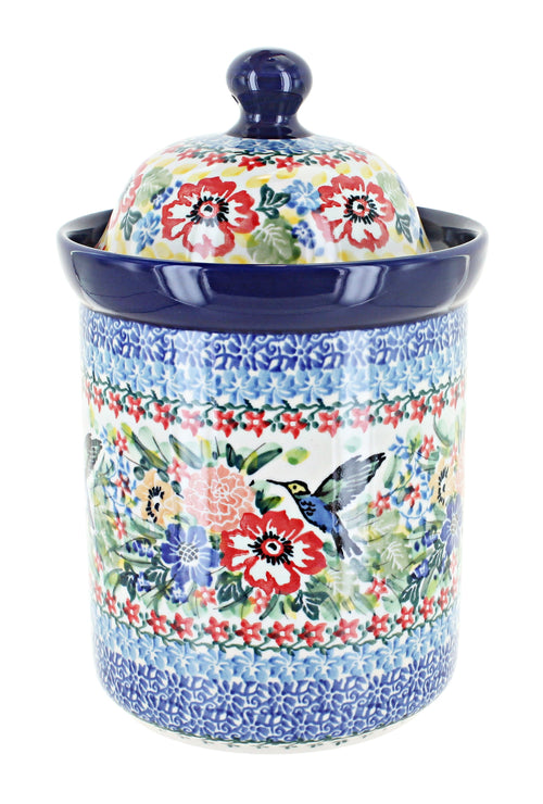 Polish Pottery Hummingbird Small Canister