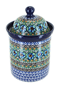 Polish Pottery Mardi Gras Small Canister
