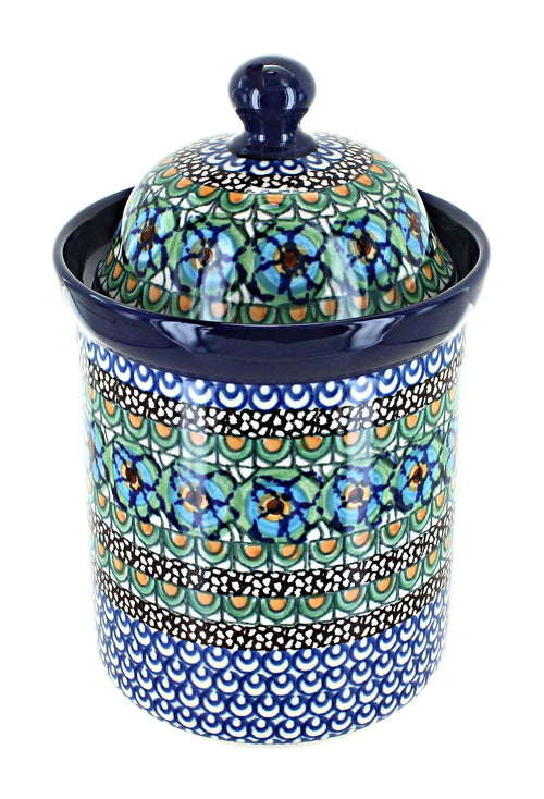 Polish Pottery Mardi Gras Small Canister