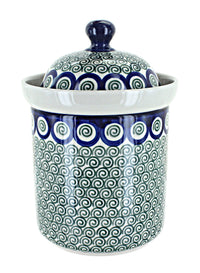 Polish Pottery Peacock Swirl Medium Canister