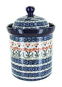 Polish Pottery Peach Posy Medium Canister