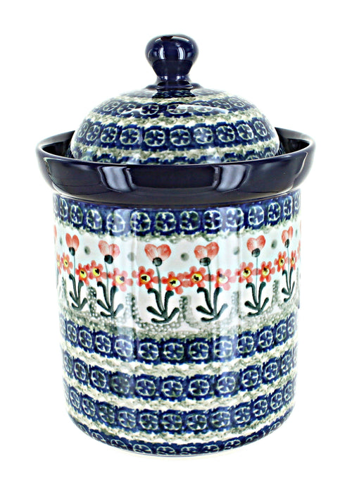 Polish Pottery Peach Posy Medium Canister