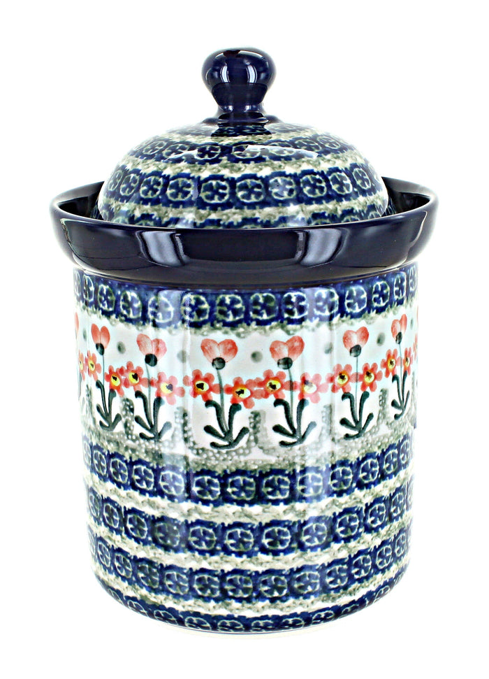 Polish Pottery Peach Posy Medium Canister